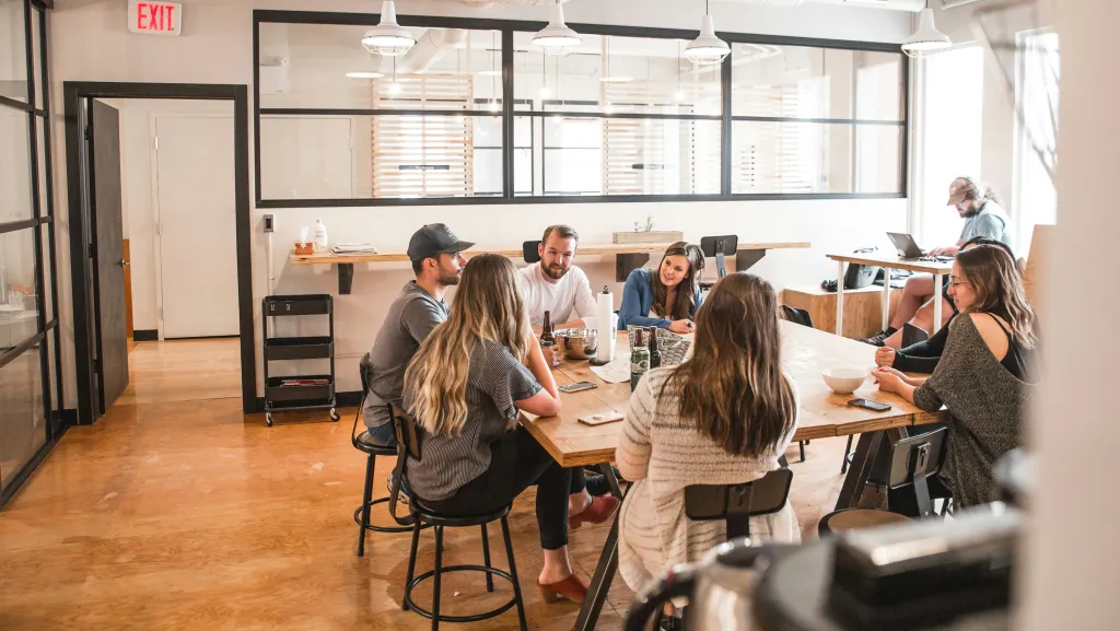 A team working around an office table